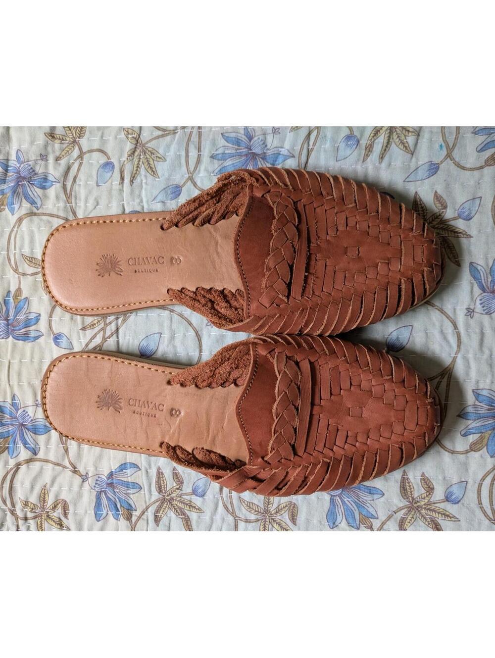 Huarache Leather Authentic Woven Sandals, Boho Coastal Cowgirl Style, Size 8 - Picture 2 of 10